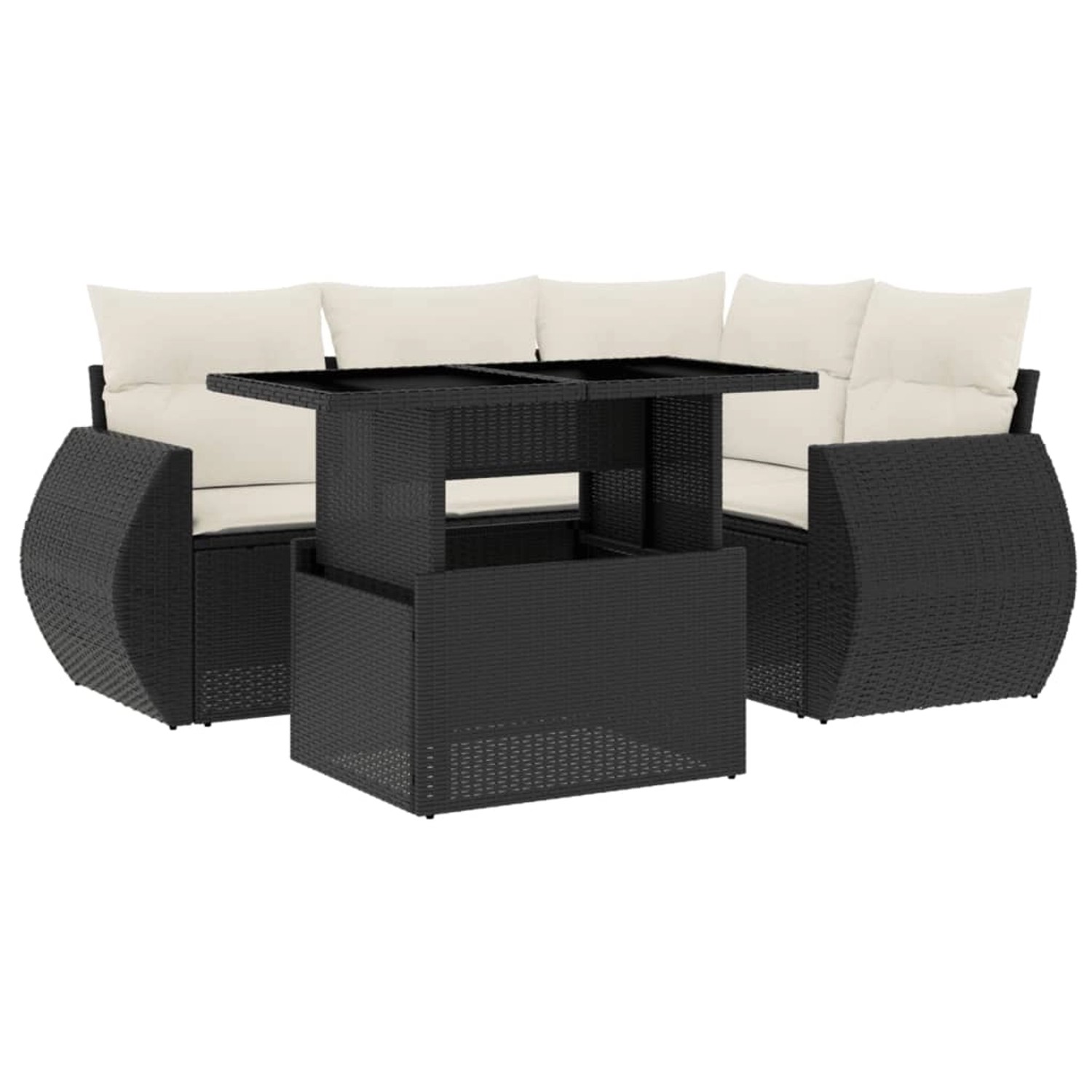 vidaXL 5-Tlg Garten-Sofagarnitur mit Kissen Schwarz Poly Rattan 3268506 günstig online kaufen