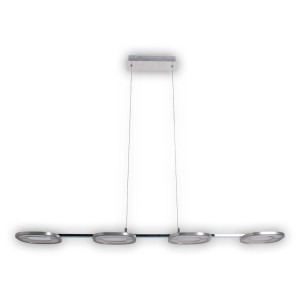 Näve LED-Pendelleuchte Beam, Stahl-Blank, 4er-Set. Moderne Hängelampe für Esstisch oder Arbeitsbereich.