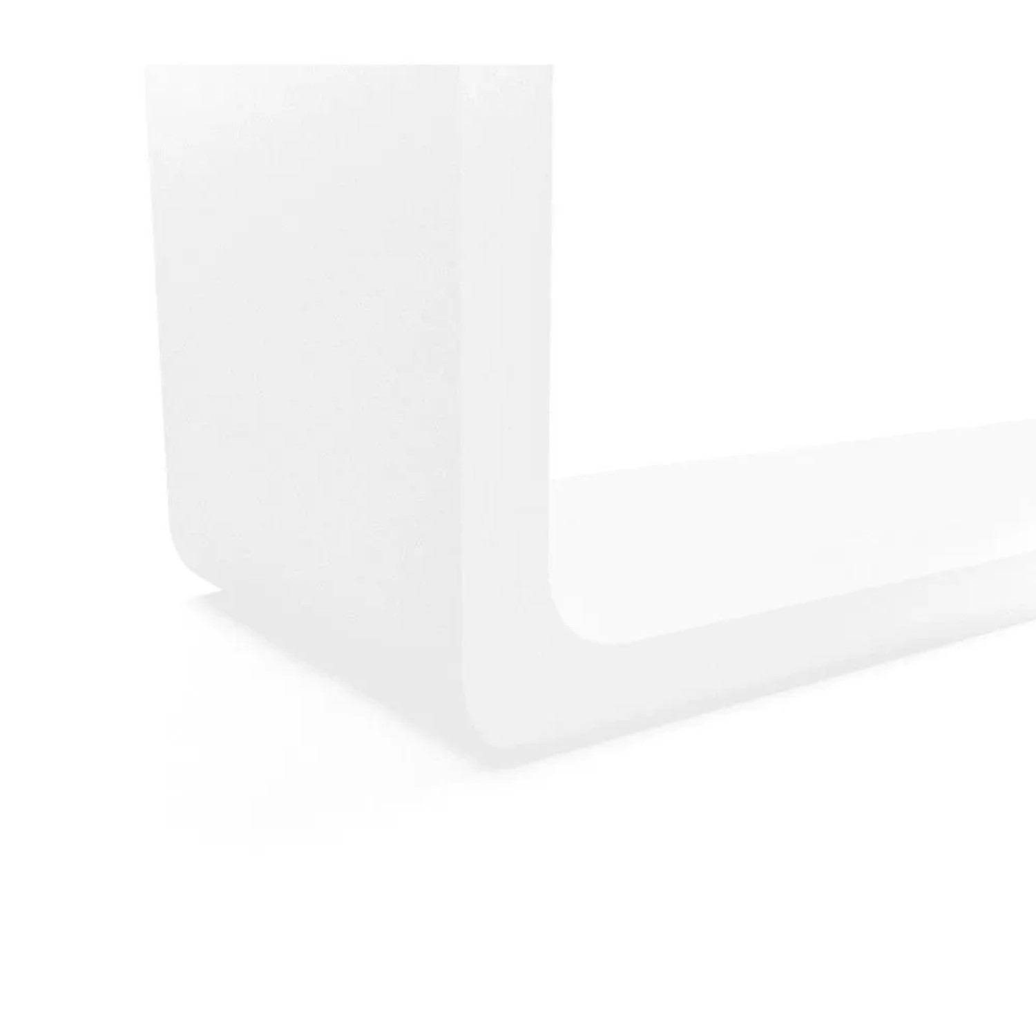 Weißer HEVVA LUXEMBURG Möbelfuß, L-förmig, matt pulverbeschichtet, 10 cm hoch, 45 cm tief. Ideal für Möbelbeine im 2er Set.