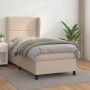 Boxspringbett in Cappuccino-Braun (90x190cm) mit Kunstleder-Bezug und Matratze.