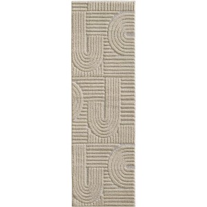 Beiger Ayyildiz Kurzflorteppich (80x250 cm) mit skandinavischem 3D-Reliefmuster.