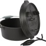 El Fuego Dutch Oven aus Gusseisen, 3,5 l Topf, 1 l Deckel, schwarz, mit Deckelheber.