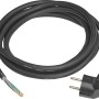 Schwarze 3 m Zuleitung mit Stecker für die Stromversorgung, aus Gummi.