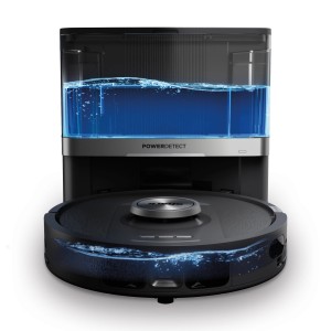 Shark Saug- und Wischroboter RV2800YEEU mit Basisstation und Wassertank.