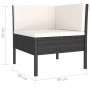 Schwarzes vidaXL Garten Lounge Eckelement aus Rattan mit cremefarbenen Auflagen.