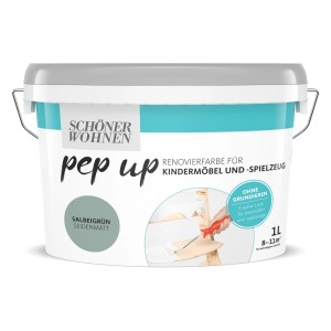 Eimer Schöner Wohnen Renovierfarbe Pep Up Salbeigrün für Kindermöbel, 1 Liter.
