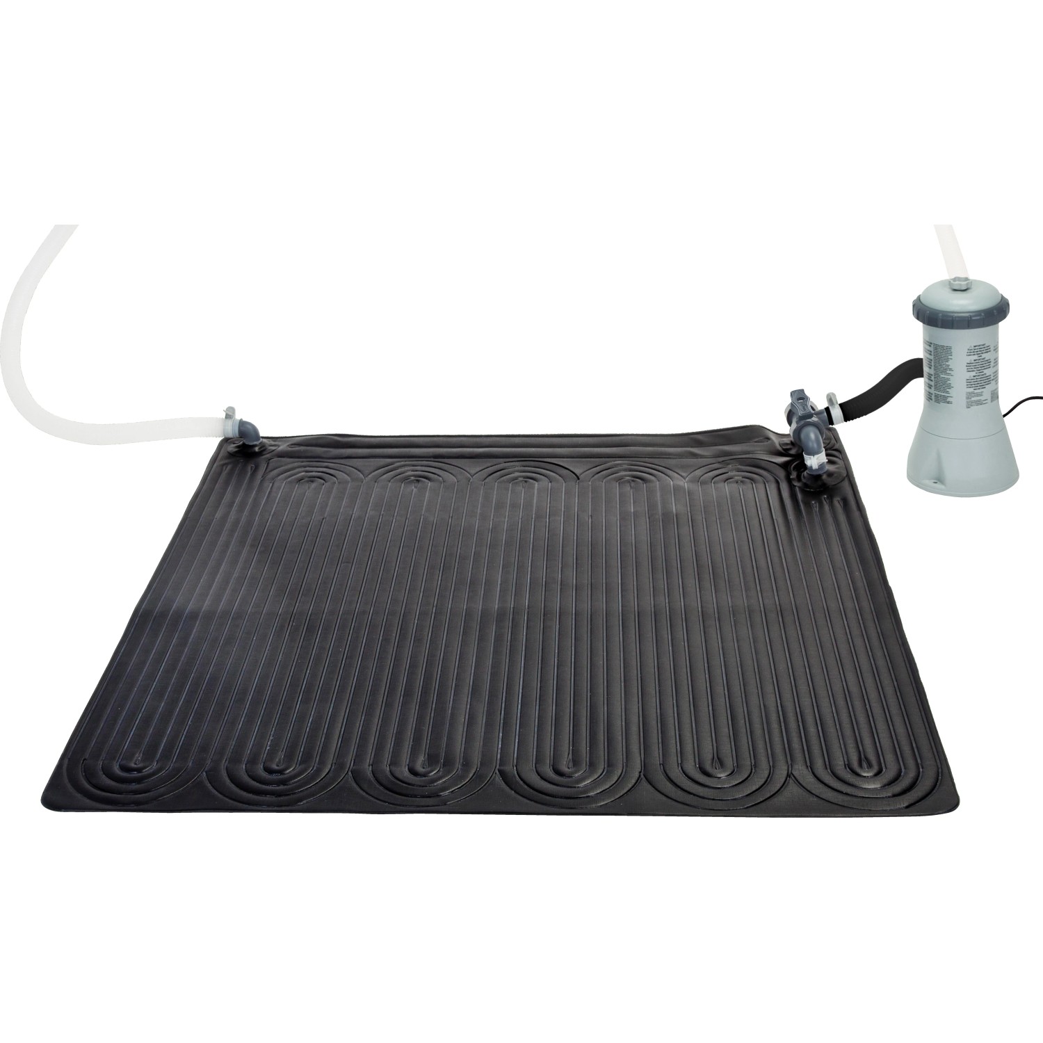 Intex Solarmatte 120x120 cm mit Filterpumpe für Poolheizung.