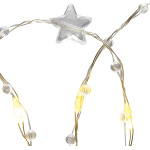 LED-Lichterkette Diamanten mit 20 warmweißen LEDs und transparentem Kabel (2,2 m) für Innen.