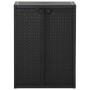 Schwarzer vidaXL Gartenschrank (65x45x88 cm) in Rattan-Optik. Büroschrank mit zwei Ablagen.