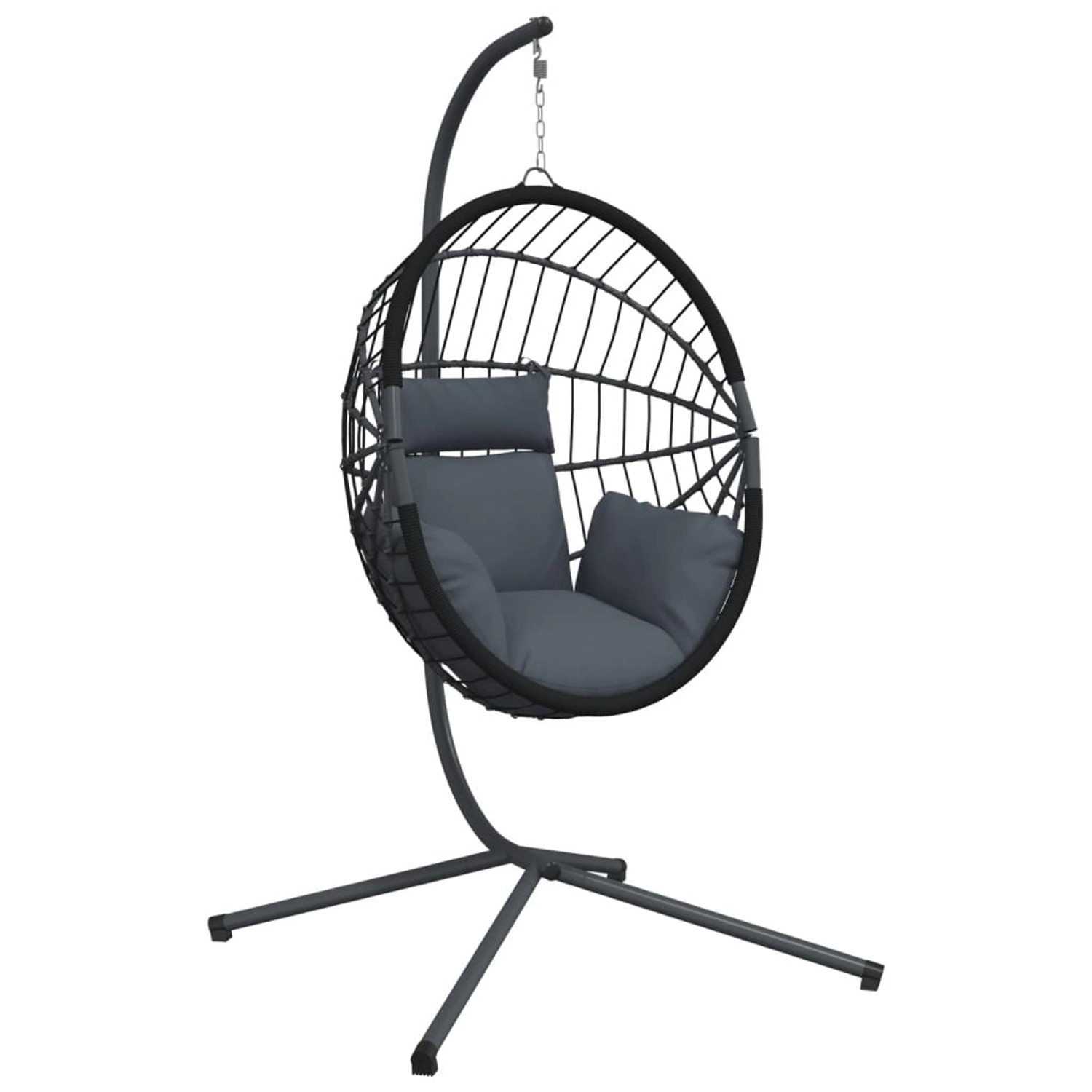 vidaXL Hängesessel Ei-Design mit Ständer Anthrazit Rattan und Stahl 2096907 günstig online kaufen