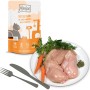 Mjamjam Katzen-Nassfutter Quetschie Huhn mit Möhrchen und Katzenminze, mit frischen Zutaten.