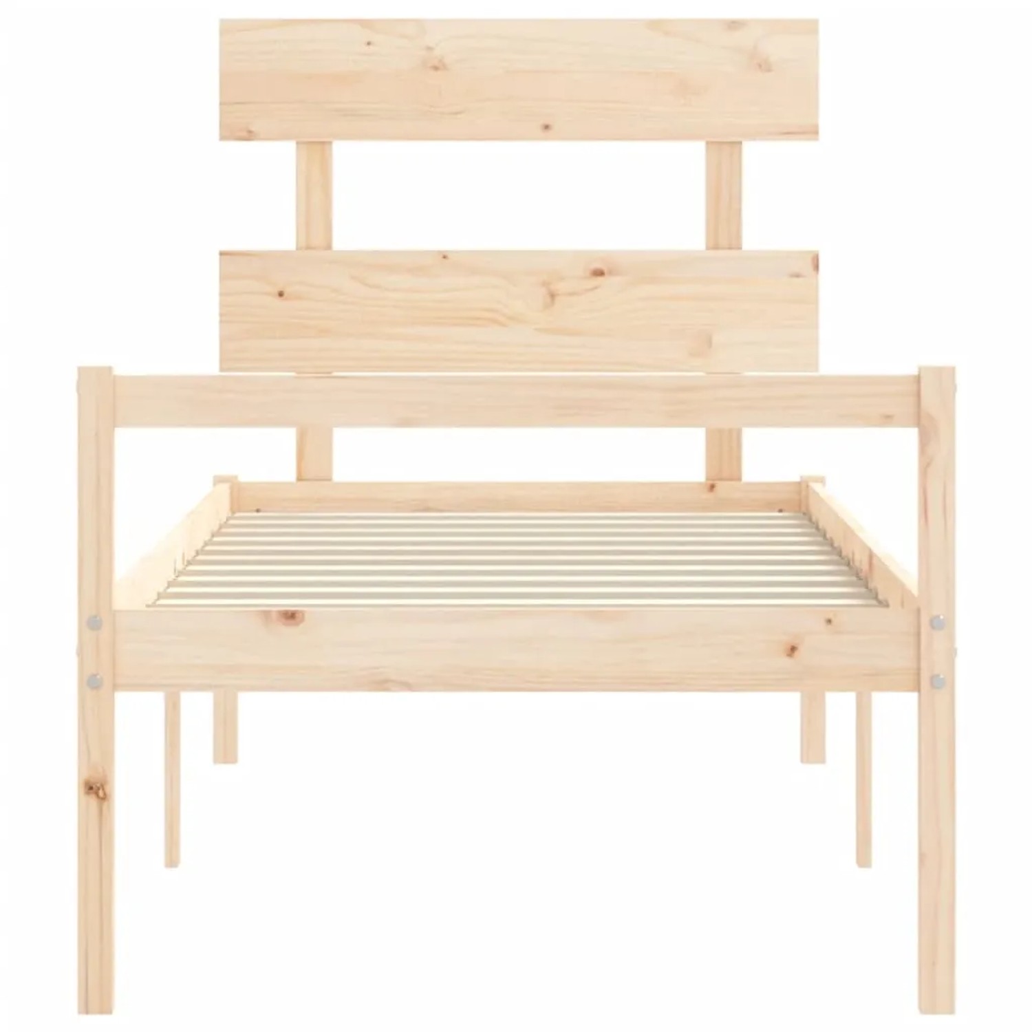 vidaXL Holzbett mit Kopfteil, Kiefer massiv, 75x190 cm (Small Single)