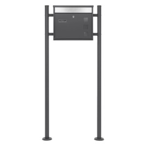 ML-Design Standbriefkasten Anthrazit-Silber mit Pfosten (120 cm) für den Außenbereich.