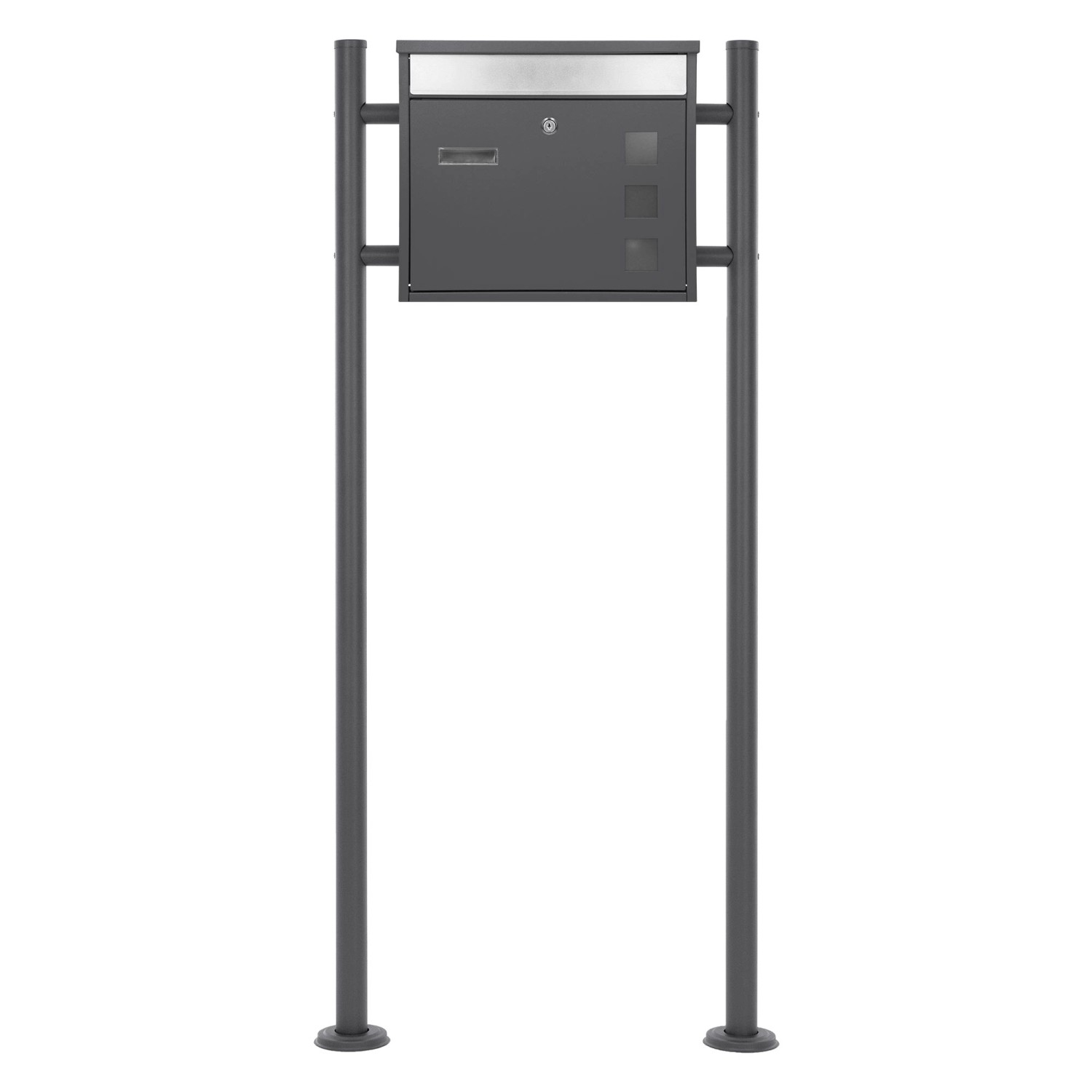 ML-Design Standbriefkasten Anthrazit-Silber mit Namensschild mit Pfosten 12 günstig online kaufen
