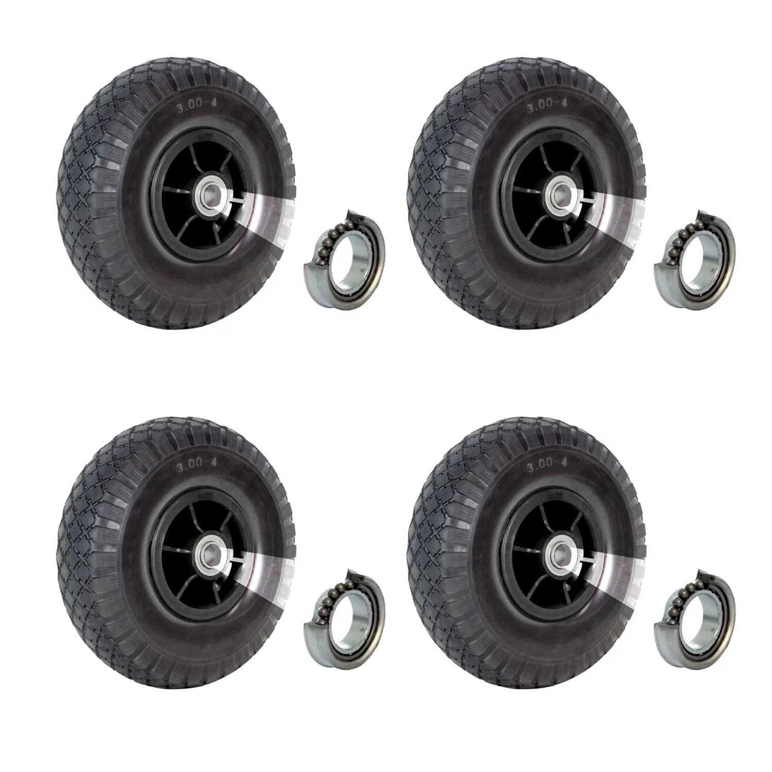 TRUTZHOLM 4x Sackkarrenrad 260x85mm 3.00-4 Nabenlänge 60mm Versetzt Schwarz