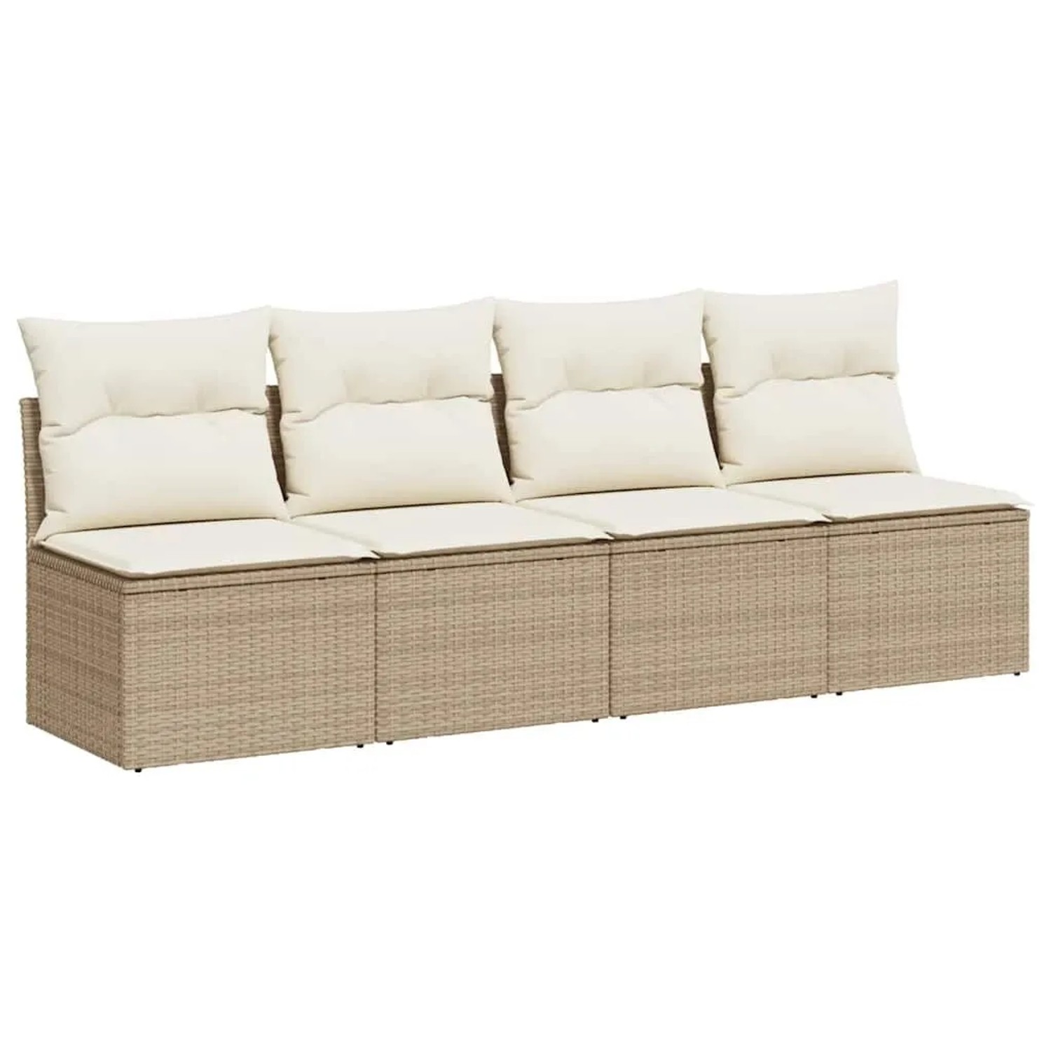 vidaXL Gartensofa mit Kissen 4-Sitzer Beige Poly Rattan 366054 günstig online kaufen