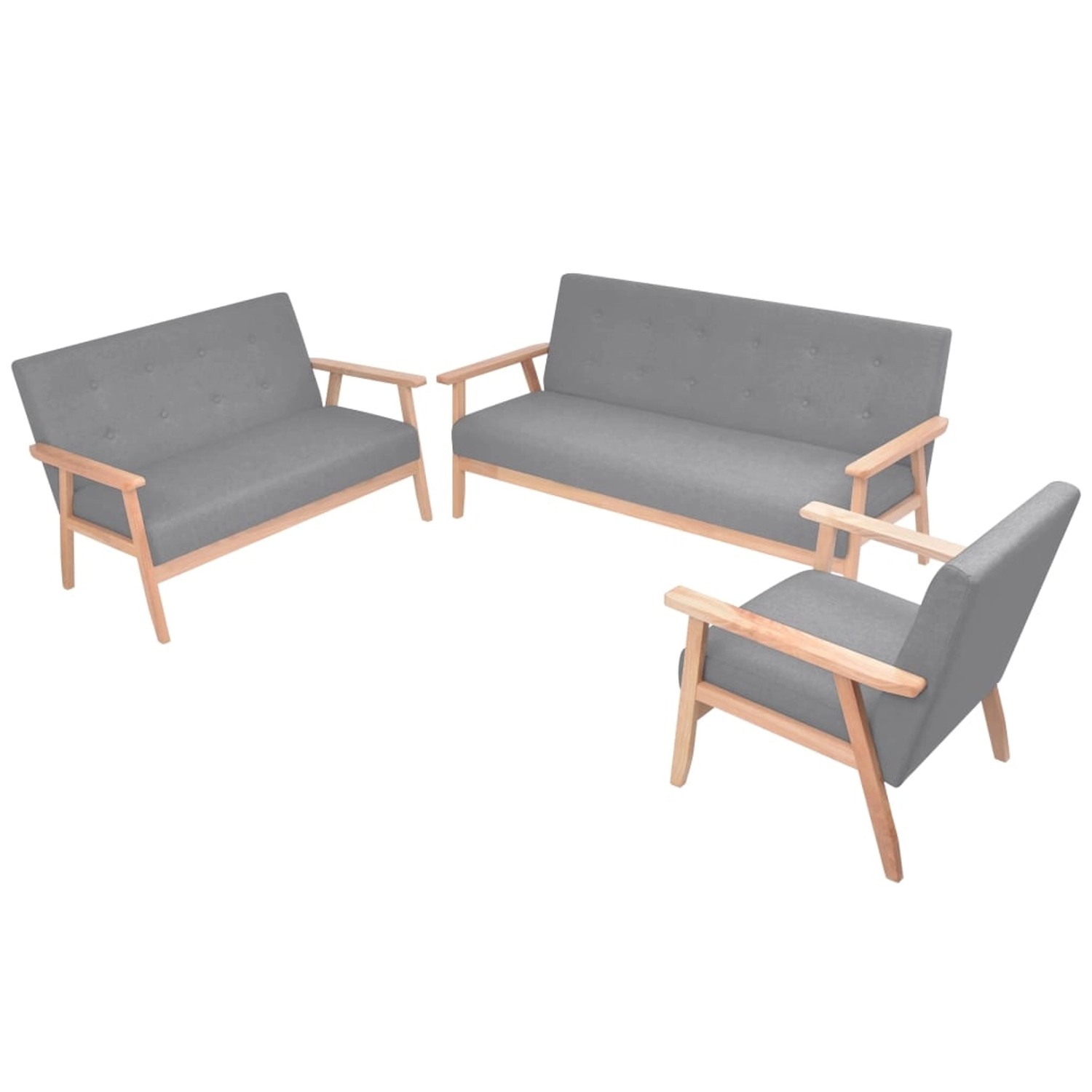 vidaXL Sofa-Set 3-Tlg Stoff Hellgrau 275179 günstig online kaufen