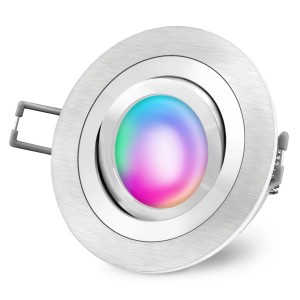 Flacher, schwenkbarer SSC-LUXon Einbaustrahler mit RGB CCT Smart Lampe für Alexa, Siri & Google.