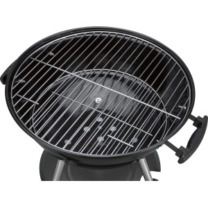 Schwarzer Holzkohle-Kugelgrill mit Grillrost, 85x55x52 cm, für Garten & Terrasse.