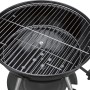Schwarzer Holzkohle-Kugelgrill mit Grillrost, 85x55x52 cm, für Garten & Terrasse.
