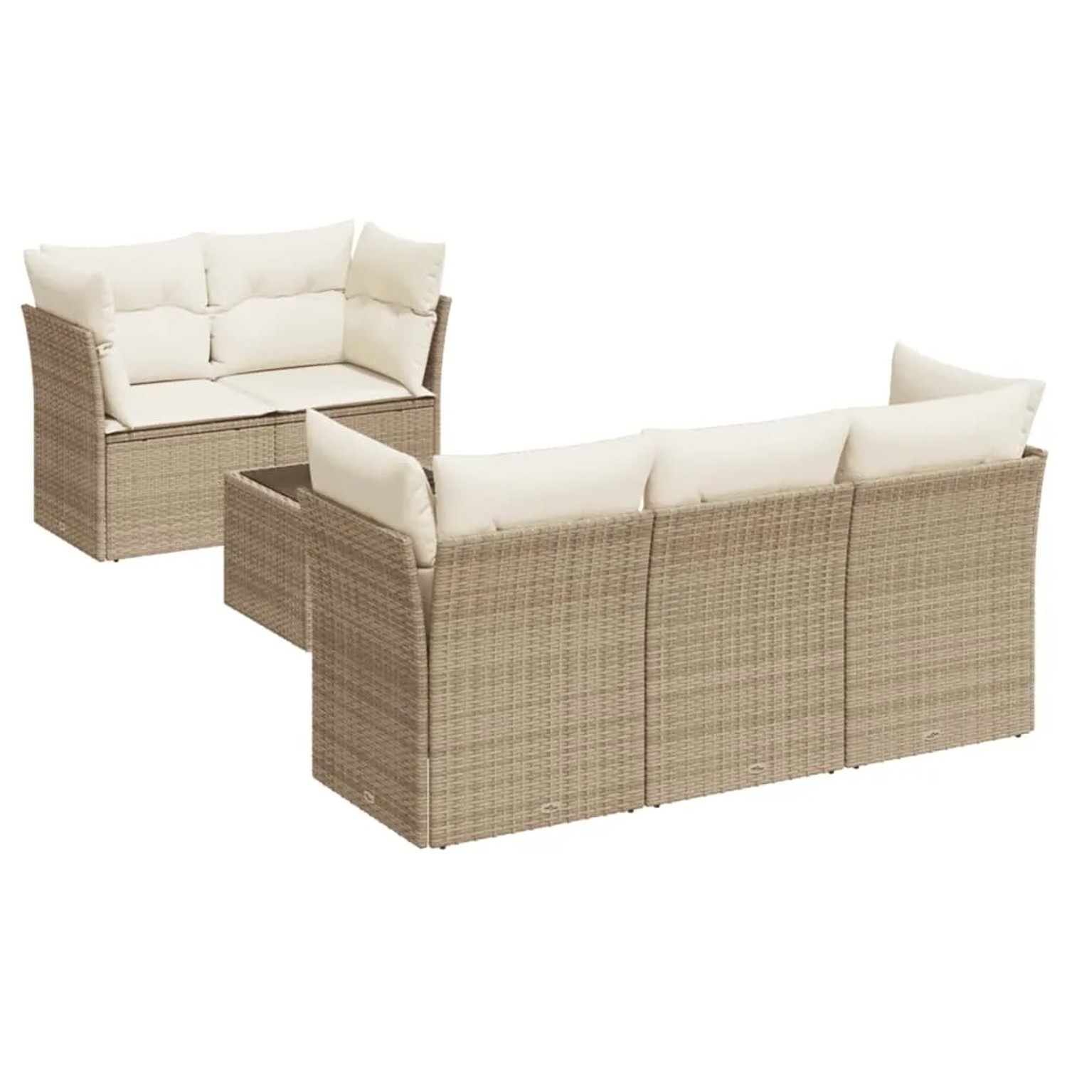 vidaXL 6-Tlg Garten-Sofagarnitur mit Kissen Beige Poly Rattan 3249087 günstig online kaufen