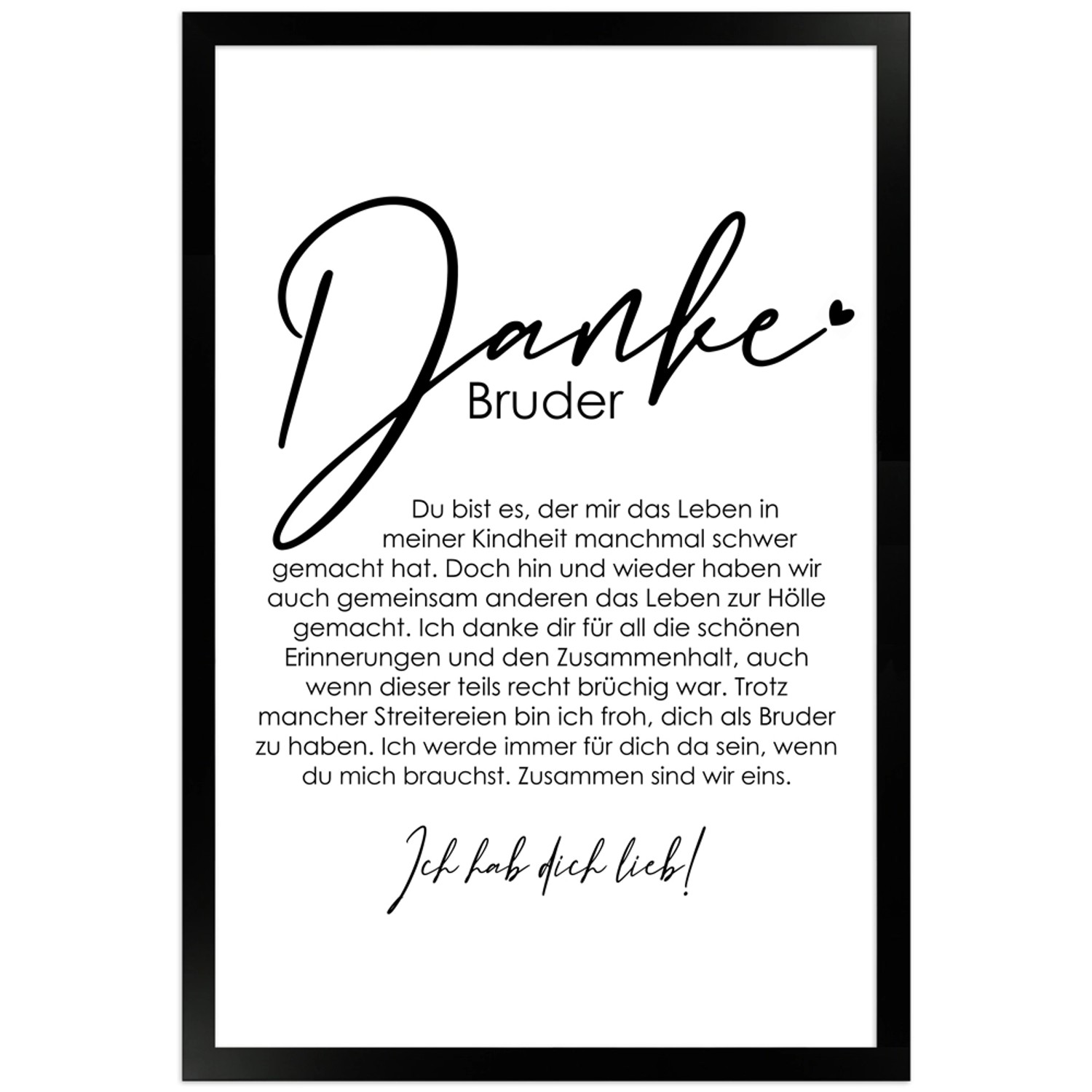 WANDStyle Gerahmtes Poster Danke Bruder 30 x 45 cm Geschenkidee für Eine Pe günstig online kaufen