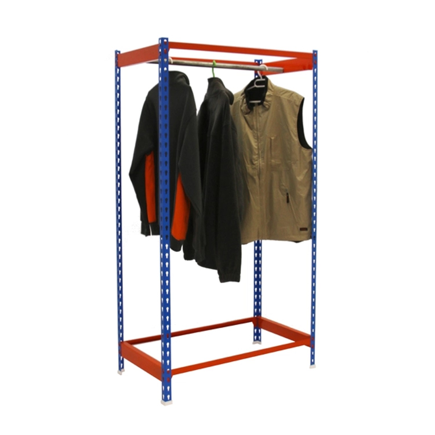 PROREGAL Kleiderstangenregal Metal Einzel HxBxT 150 x 90 x 50 cm Blau/Orang günstig online kaufen