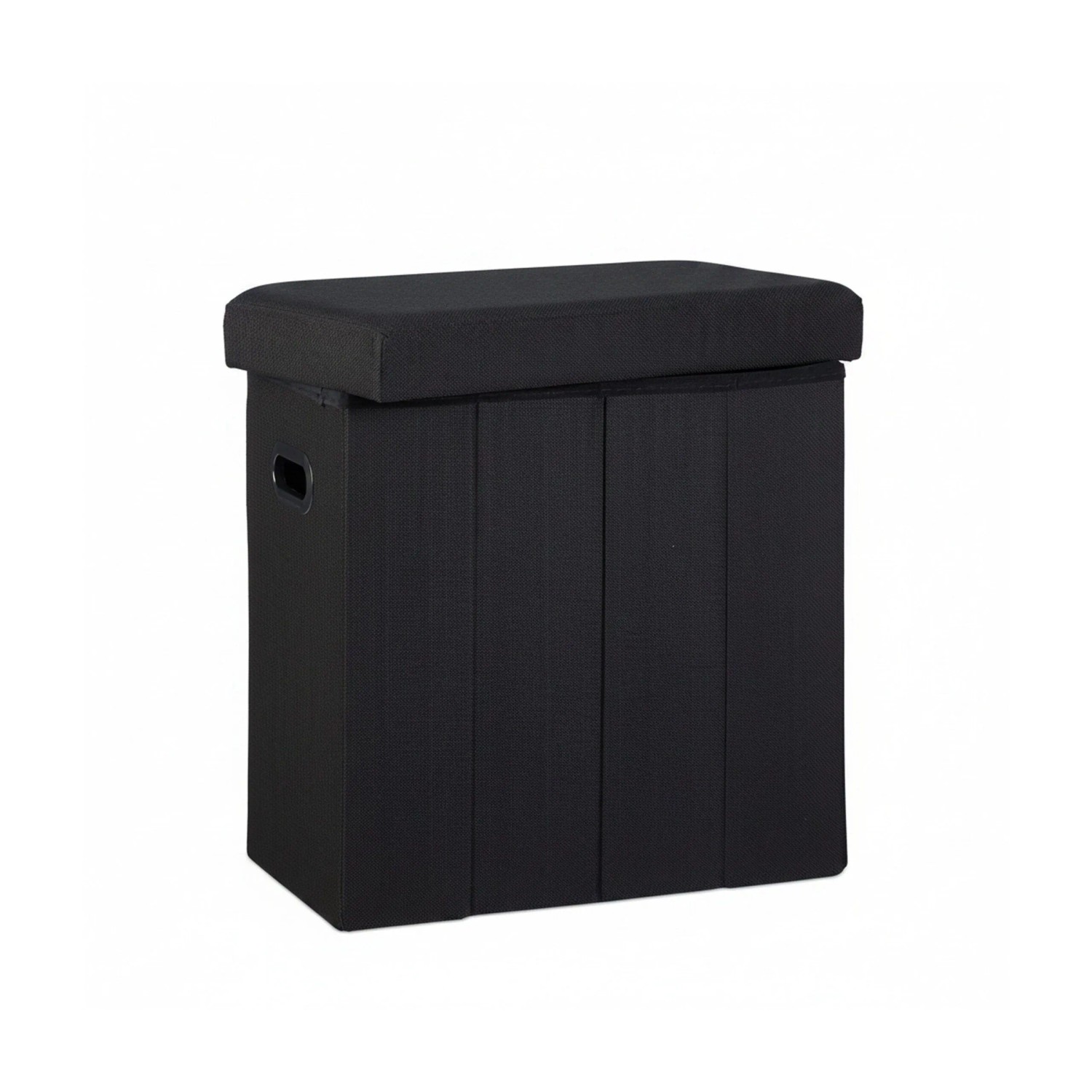 Relaxdays Sitzhocker MDF Polyester Schwarz Faltbar mit Griffen 49,5 cm x 46 cm x 25,5 cm 3 kg