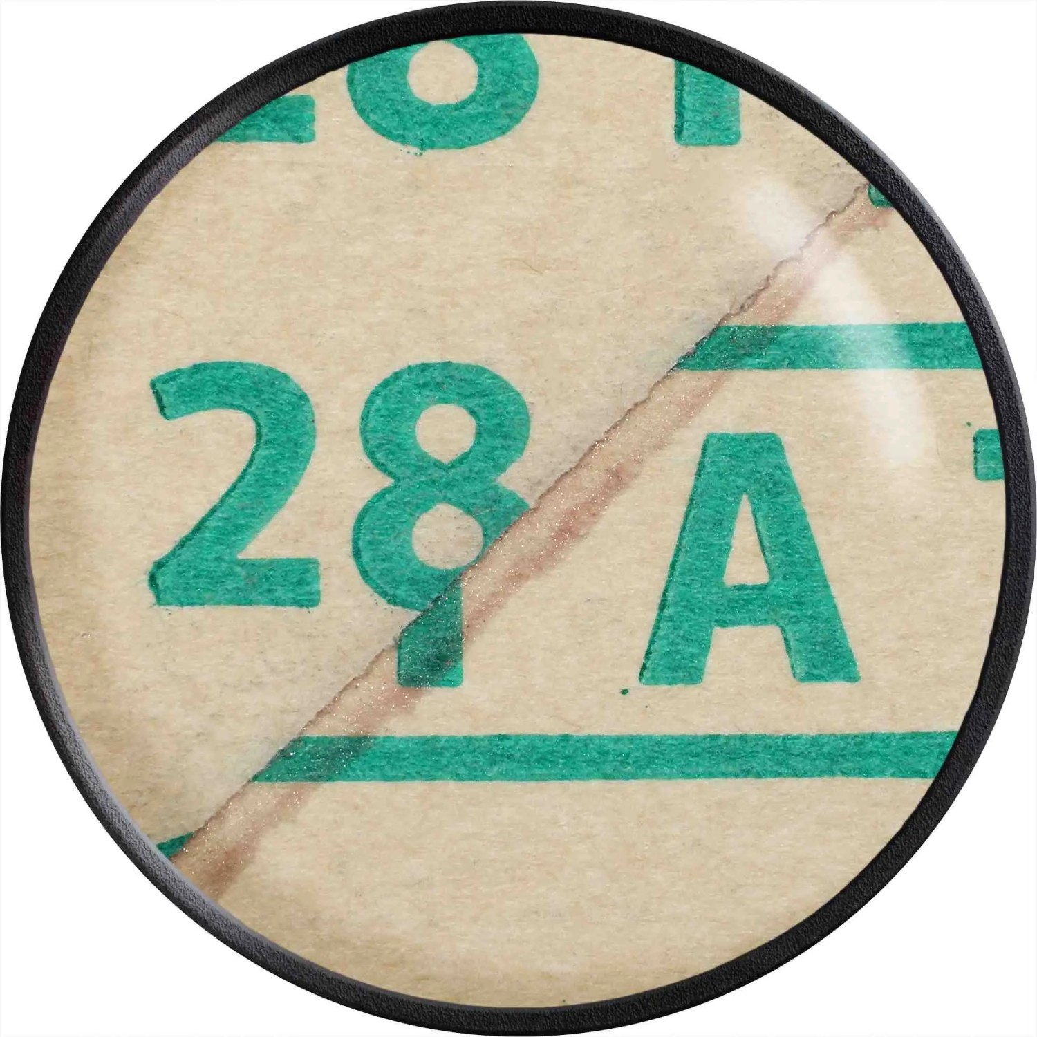 Klingspor PS28F Schleifband, Korn 100, Detailansicht. Beige Oberfläche mit grüner '28 A' Markierung und Naht.