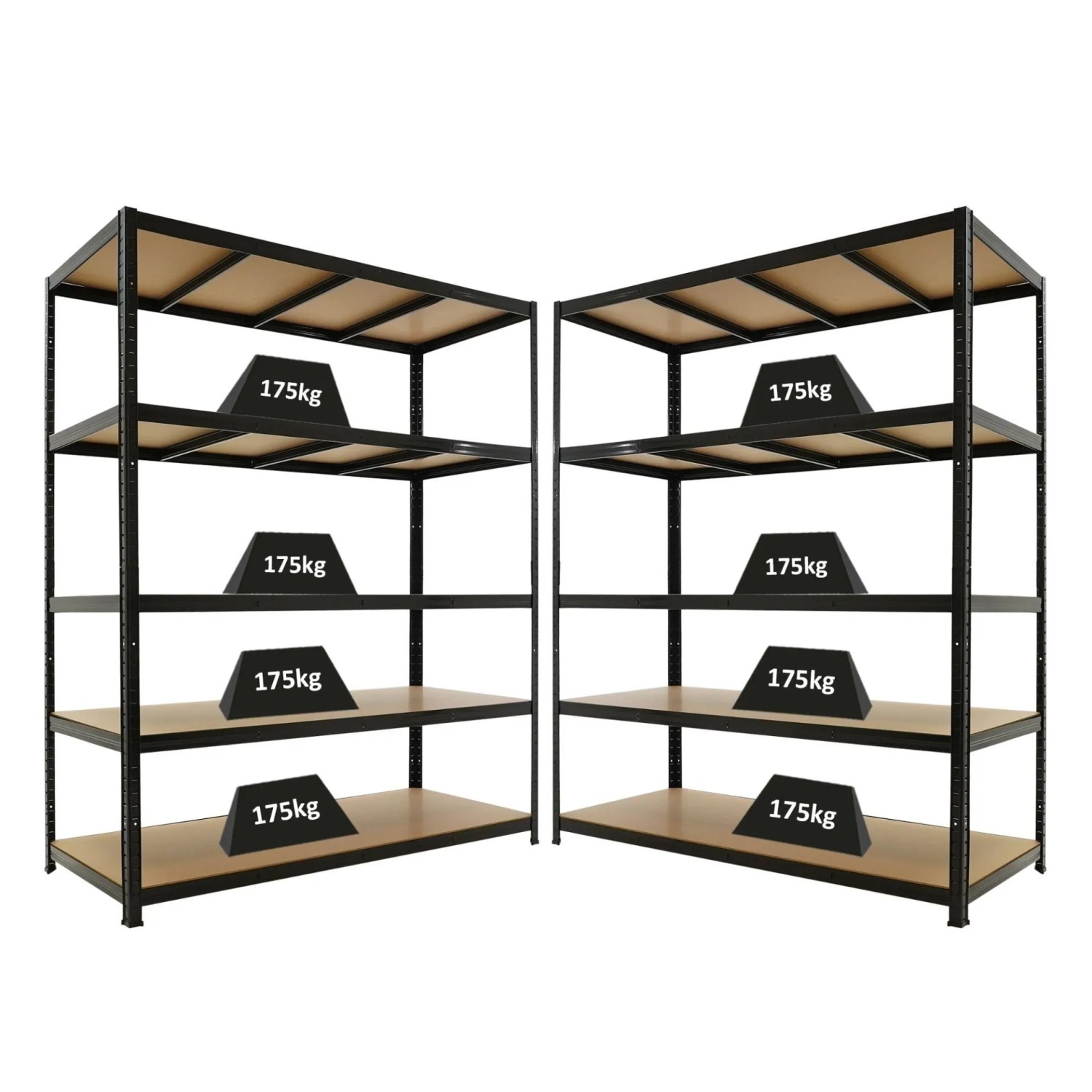 PROREGAL Mega Deal 2x Schwerlastregal TAURUS 180x150x60cm mit Fachlast 175kg Schwarz Kellerregal Steckregal Garagenregal Lagerregal