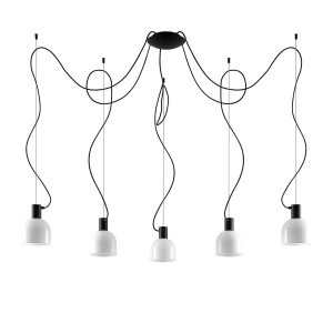 Lucande Pendelleuchte Serina 9920034 Modern in Schwarz aus Glas 5-flammig E27 Wohnzimmerleuchte