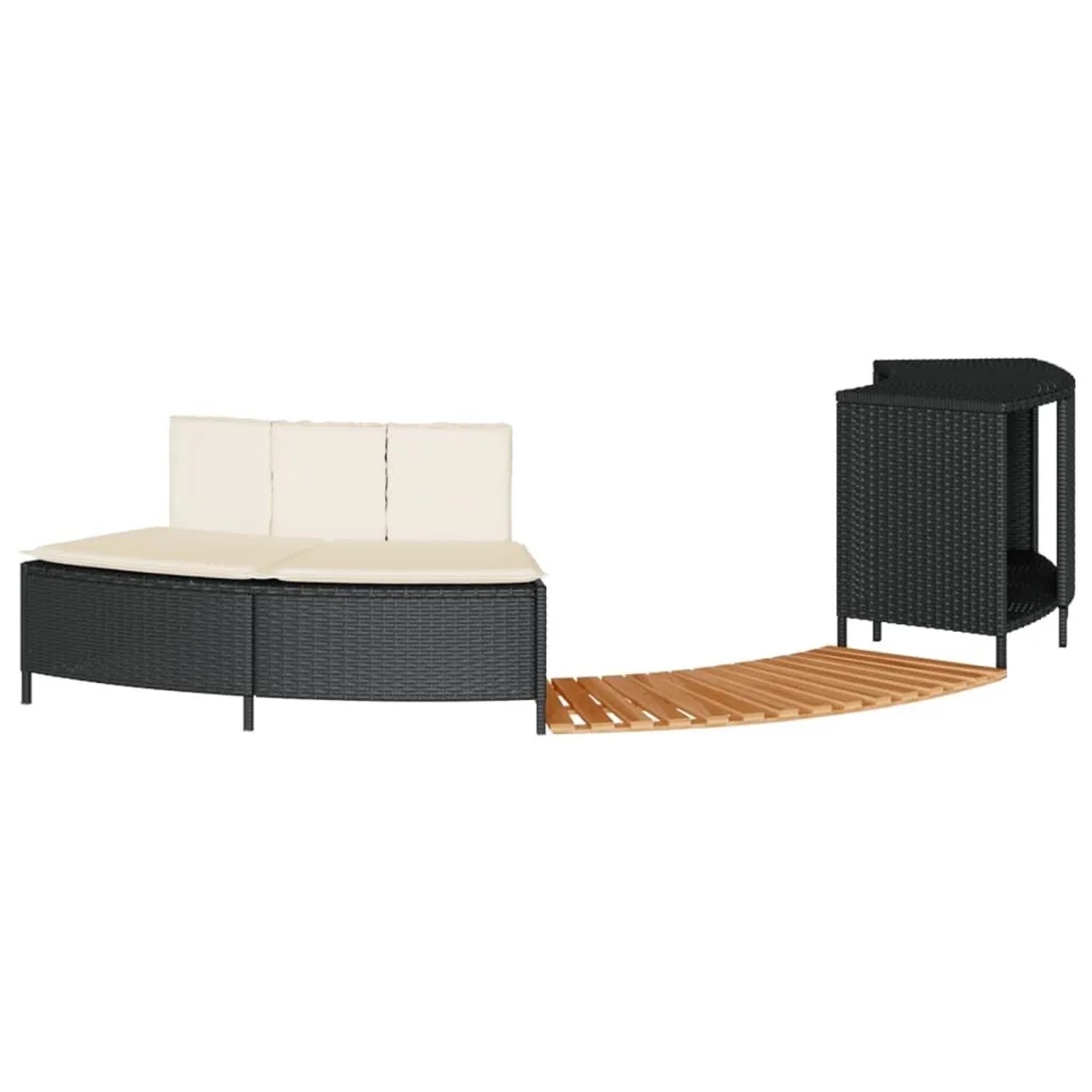 vidaXL Whirlpool-Umrandung Schwarz Poly-Rattan und Massivholz Akazie 365612