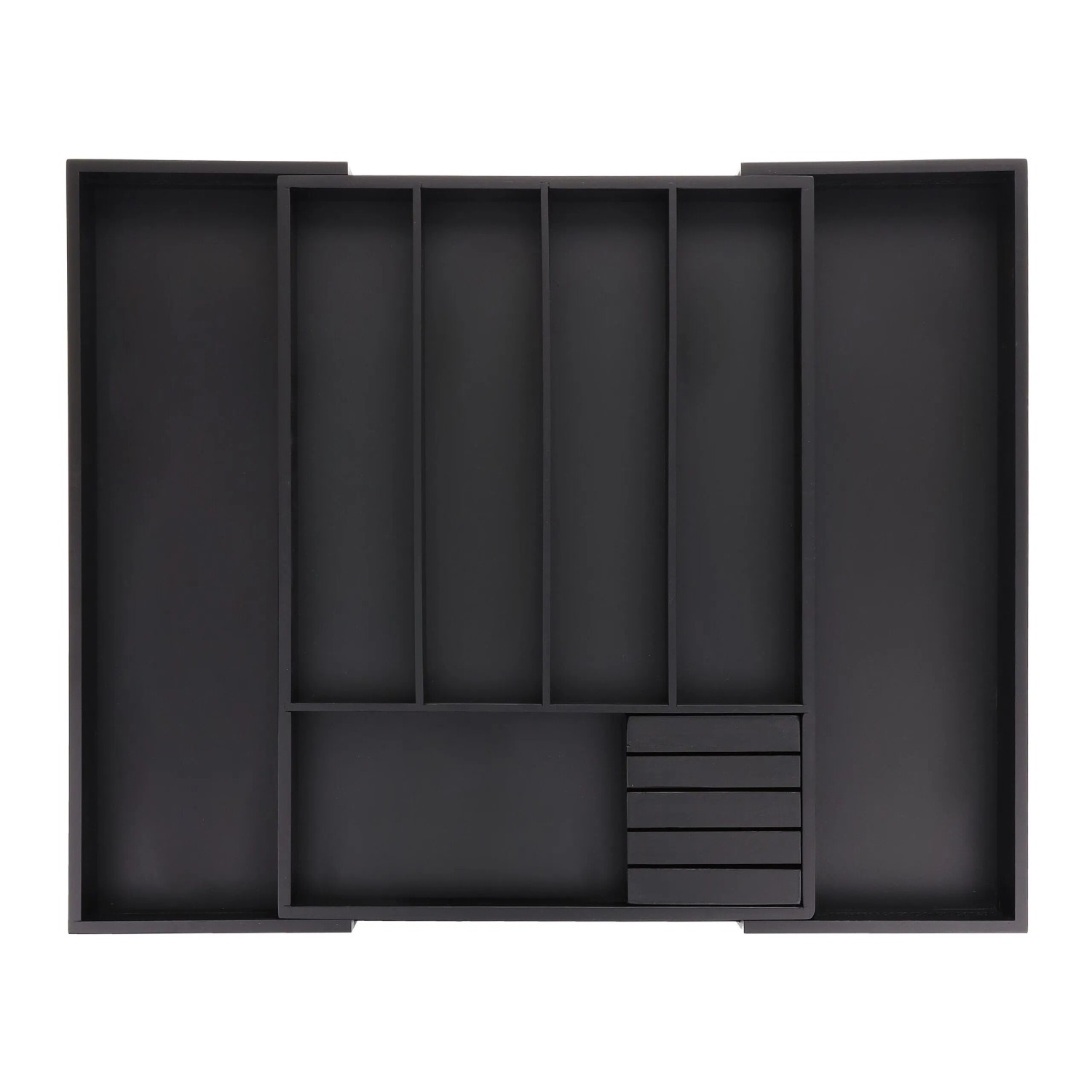 Relaxdays Besteckkasten Bambus Schwarz Ausziehbar 5 x 32,5 x 44,5 cm 1,7 kg