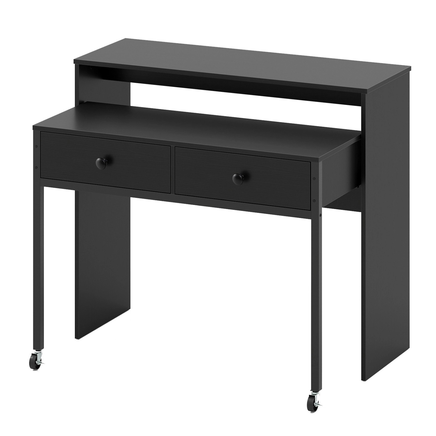 Costway Schreibtisch Ausziehbar mit Metallrahmen Schwarz günstig online kaufen