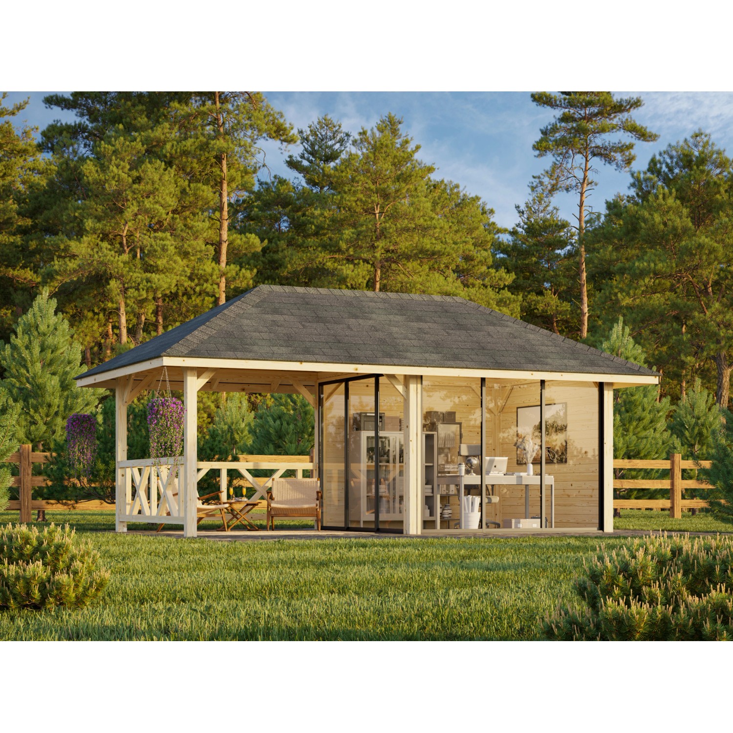 Palmako Pavillon Bianca Set 203 Slide 588 x 300 cm Lackiert Weiß FSC® günstig online kaufen