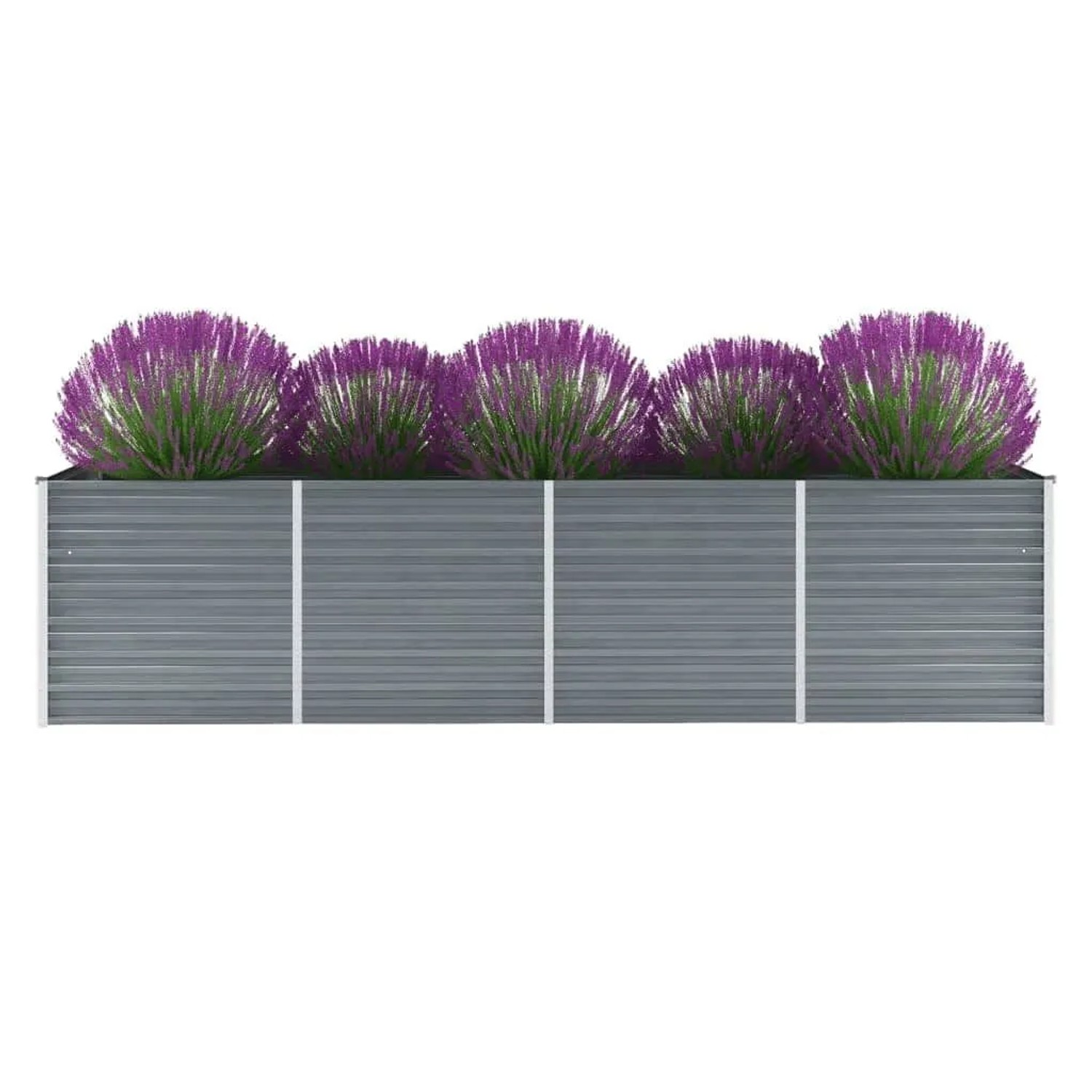 DELUKE Hochbeet Für Garten OSKAR Grau 320x80x77cm Verzinkter Stahl Hochbeet Metall Gartenbeet Kräuterbeet Blumenbeet Beet Hoch