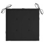 Schwarzes Sitzkissen aus Polyester für Gartenstühle mit Bindebändern und Knopfheftung.