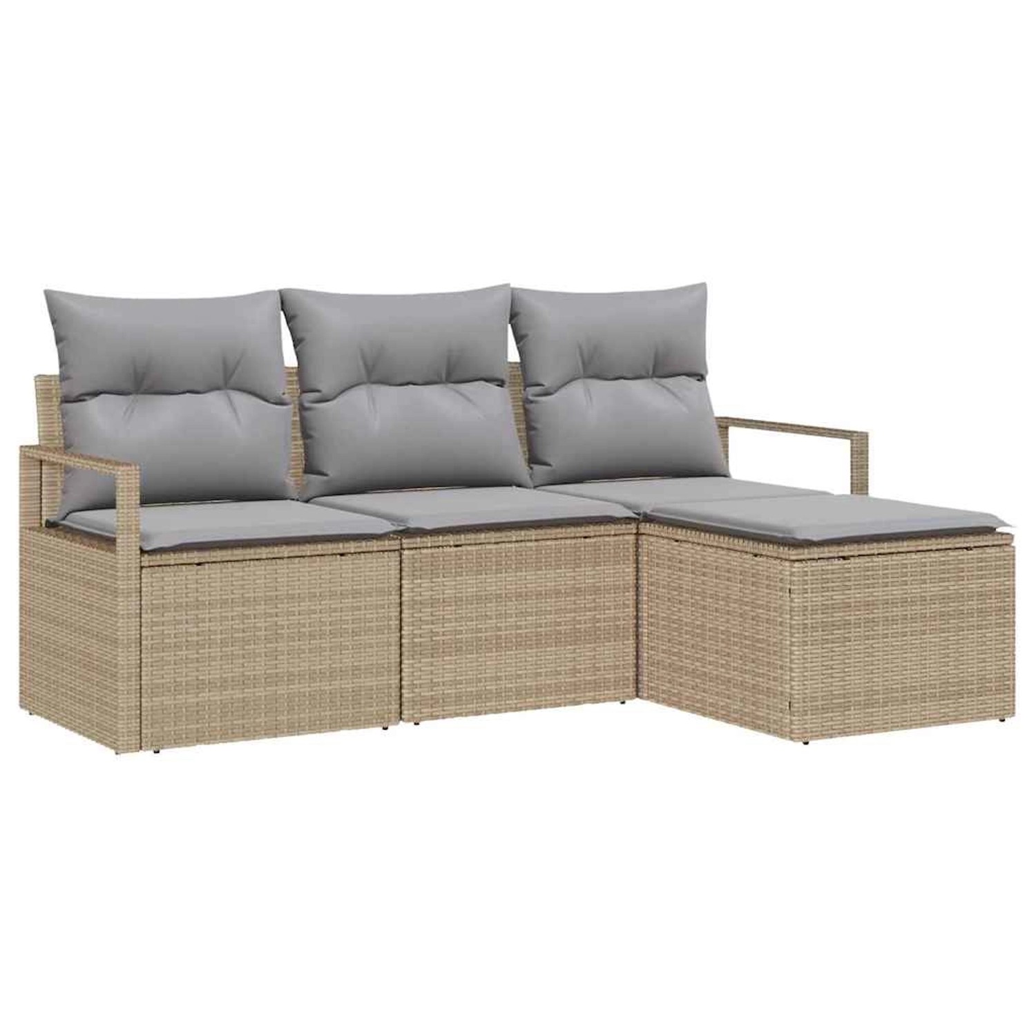 vidaXL Garten-Sofa-Set 4-Tlg Beige Poly Rattan 3346330 günstig online kaufen