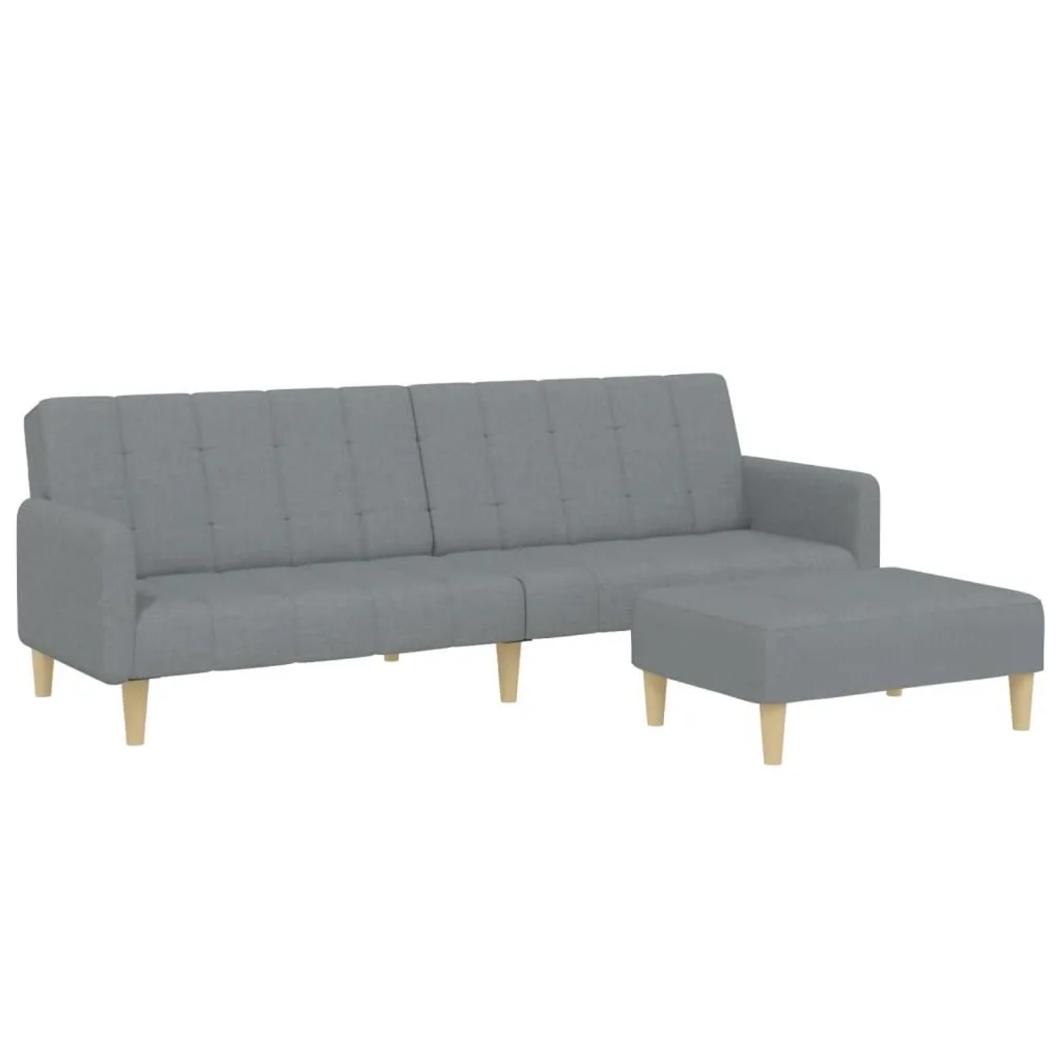 vidaXL Schlafsofa 2-Sitzer mit Fußhocker Hellgrau Stoff 3258088 günstig online kaufen