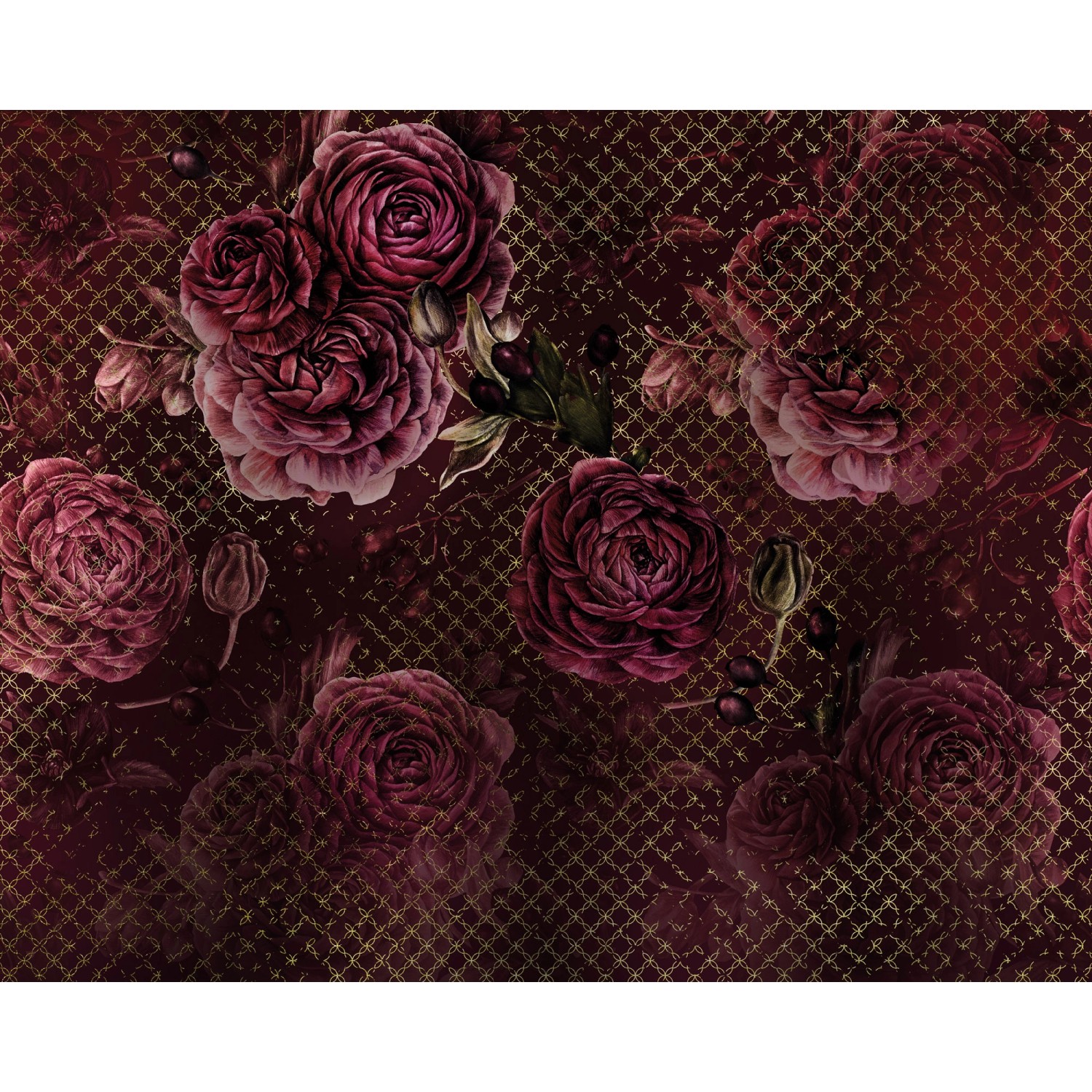 Sanders & Sanders Fototapete Blumen Burgunderrot 350 x 280 cm 611852 günstig online kaufen