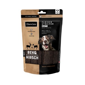 Chewies Fleischstreifen Soft Maxi Reh&Hirsch, 150g. Hunde-Kaustreifen mit hohem Fleischanteil.
