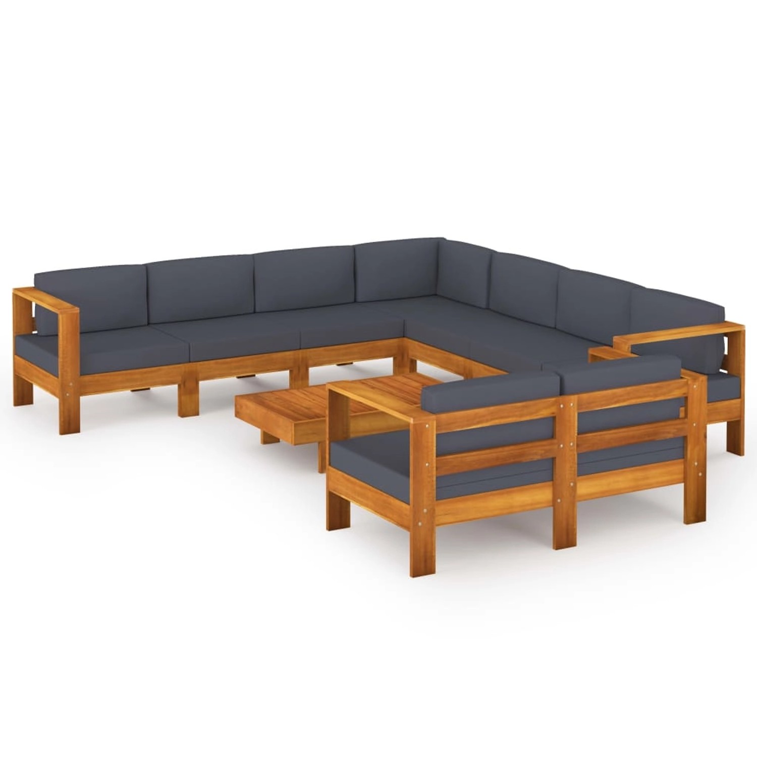 vidaXL 9-tlg Garten-Lounge-Set mit Dunkelgrauen Auflagen Akazienholz Modell 2