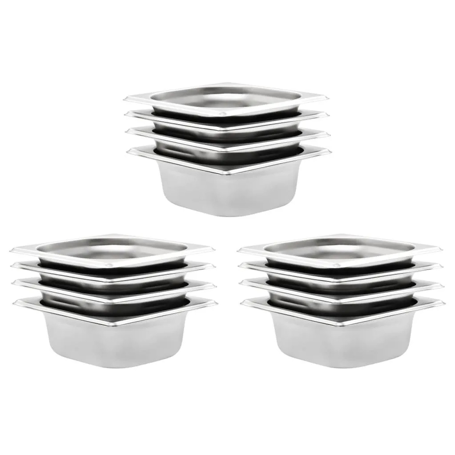 vidaXL Gastronormbehälter 12 Stk GN 1/6 65 mm Edelstahl 50906