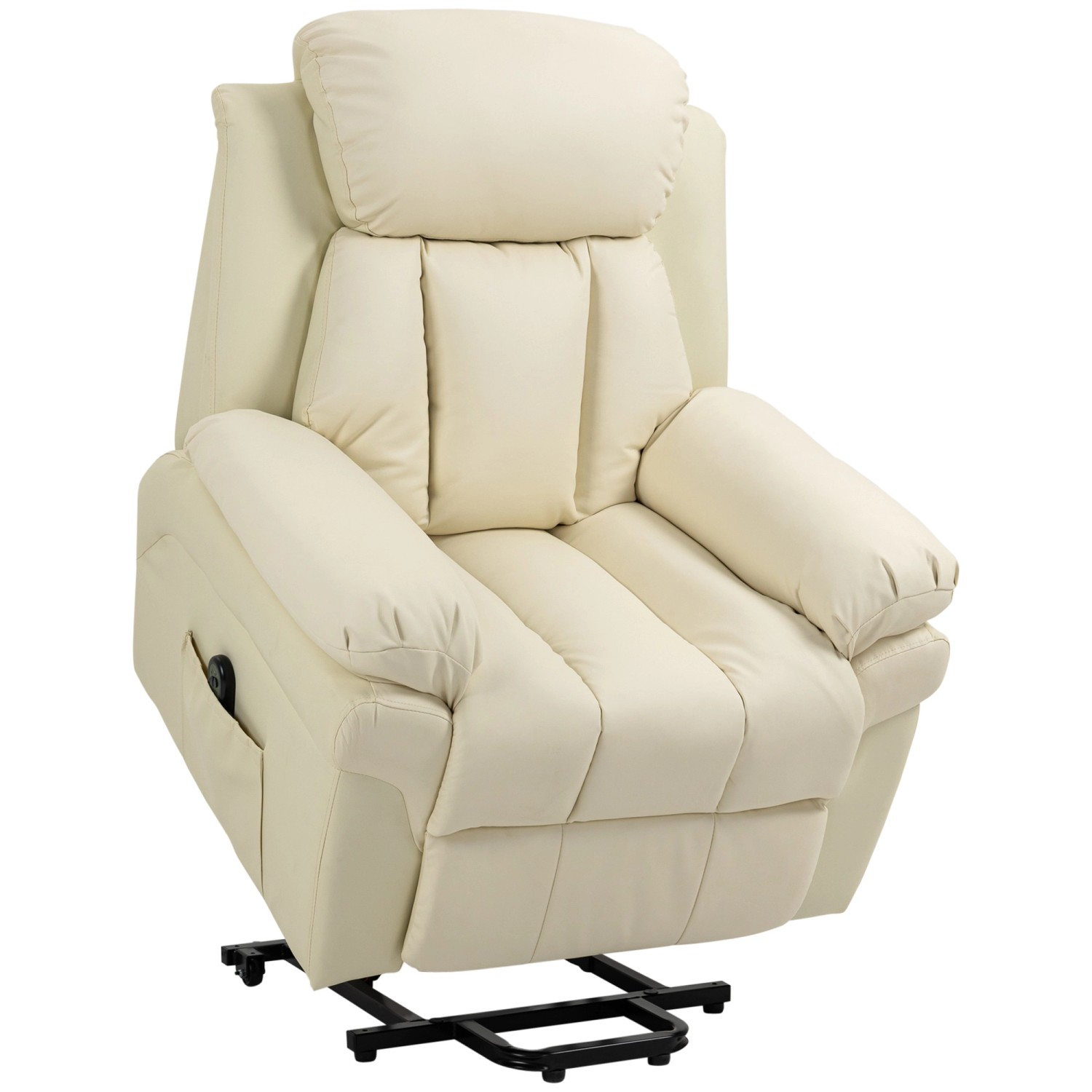HOMCOM Fernsehsessel mit Aufstehhilfe Kunstleder Cremeweiß 93L x 96B x 105H günstig online kaufen