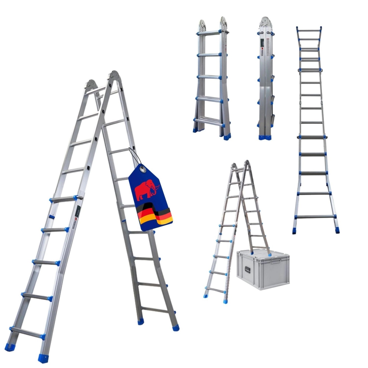 PROREGAL Sprossen-Mehrzweckleiter APOLLO 3-In-1 Aluminiumleiter 4x5 Sprosse günstig online kaufen