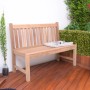 DELUKE Gartenbank OMAR 2-Sitzer Ohne Armlehnen 120cm Breit Teak Hellbraun Terrassenbank Wetterfest Sitzbank Outdoor Bank_2