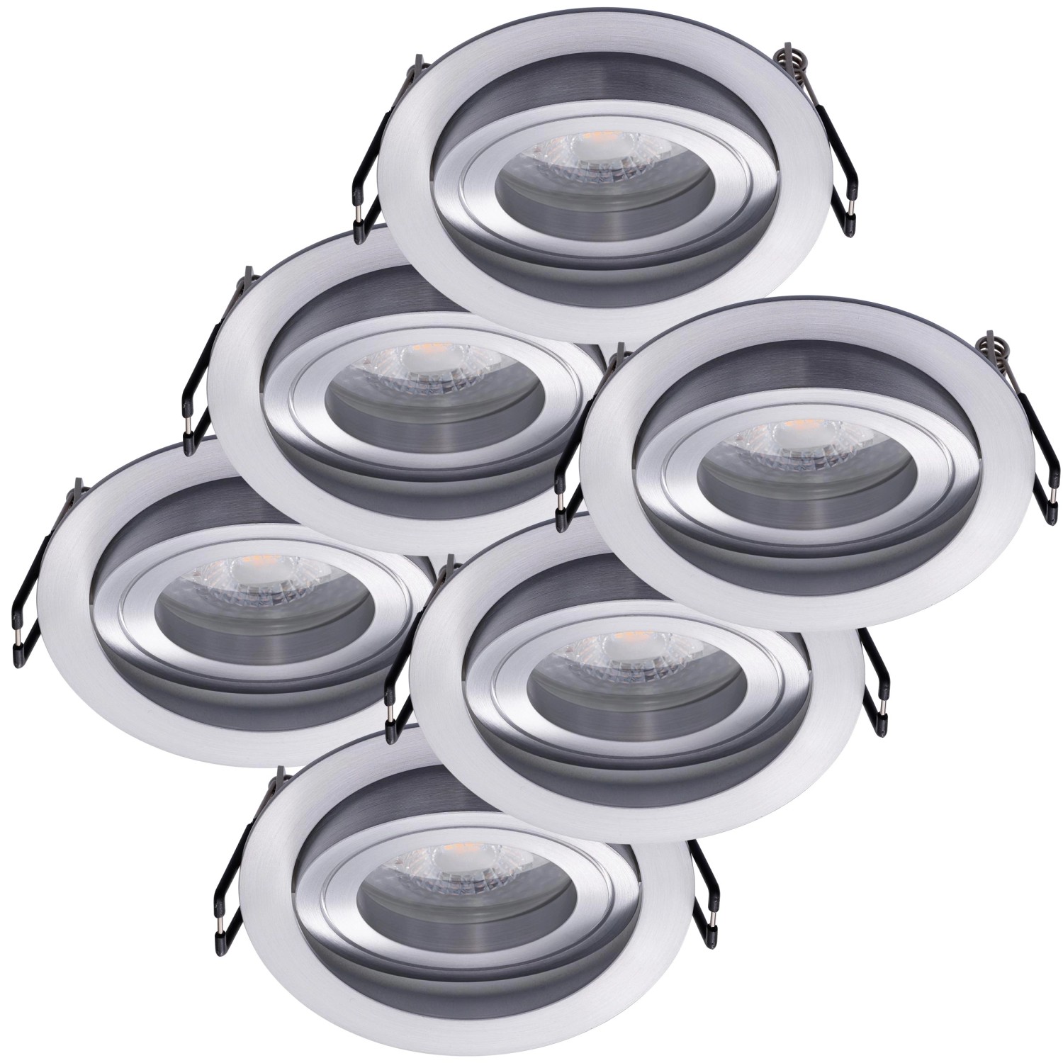 Oktaplex 6er Set Deckeneinbaustrahler Aluminium Lyon Schwenkbar 2700K Warmw günstig online kaufen