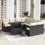 vidaXL 9-teiliges Garten-Sofa-Set aus Poly Rattan in Schwarz mit Kissen.
