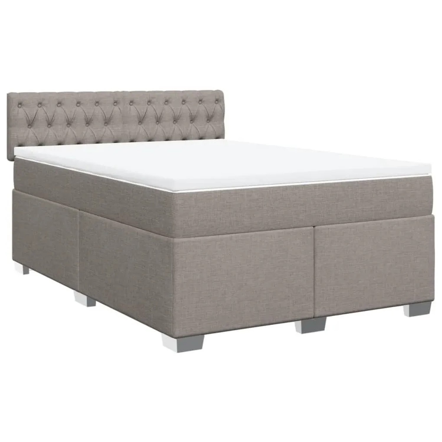 vidaXL Boxspringbett mit Matratze Taupe 160x200 cm Stoff 3285950