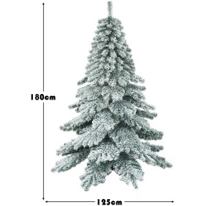 Künstlicher Weihnachtsbaum 180cm hoch, mit naturgetreuen, schneebedeckten grünen Zweigen für festliche Dekoration.